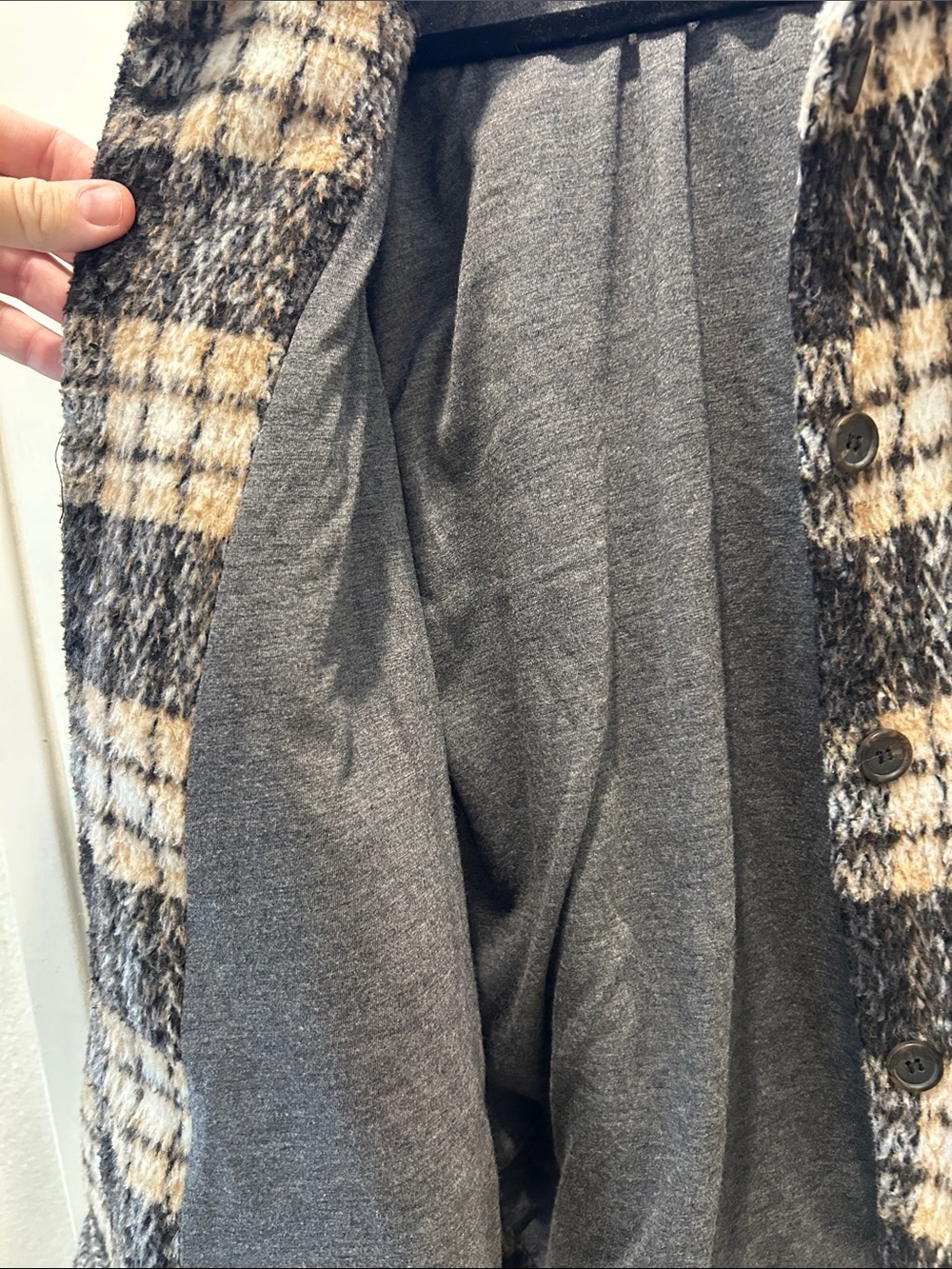 Thread & Supply Plaid Sherpa Shacket Jacket Brown Black XL Button Front - Picture 4 of 9